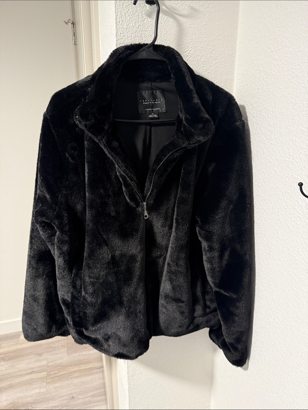 Sanctuary Black Faux-Fur Teddy Jacket